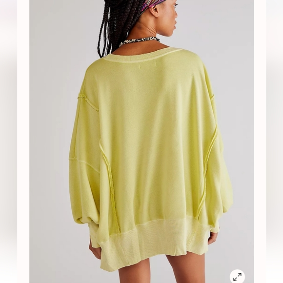 NWT FREE PEOPLE CAMDEN Its Electric Yellow OVERSIZED PULLOVER Sweatshirt - Picture 3 of 7